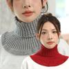 Solid Color Wraps Turtleneck Fake Collar Ribbed Wool Scarf Simple Knitted Bib  Women