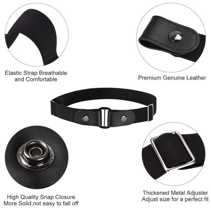 Buckleless Belt - A6WY1 - Black - Elastic - Adjustable In Width - Woman
