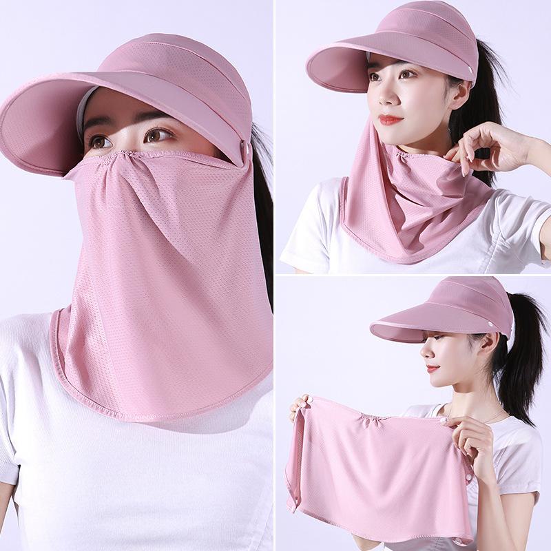 Adjustable Outdoor Cycling Mask Removable Sunscreen Hats New Ice Silk Sunscreen Cap