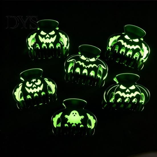 Luminous Ghost Shark Clips Halloween Hair Claw Clips, Pumpkin Pattern Acrylic Anti-slip Statement for Women Glow in The Dark Grippers Girls