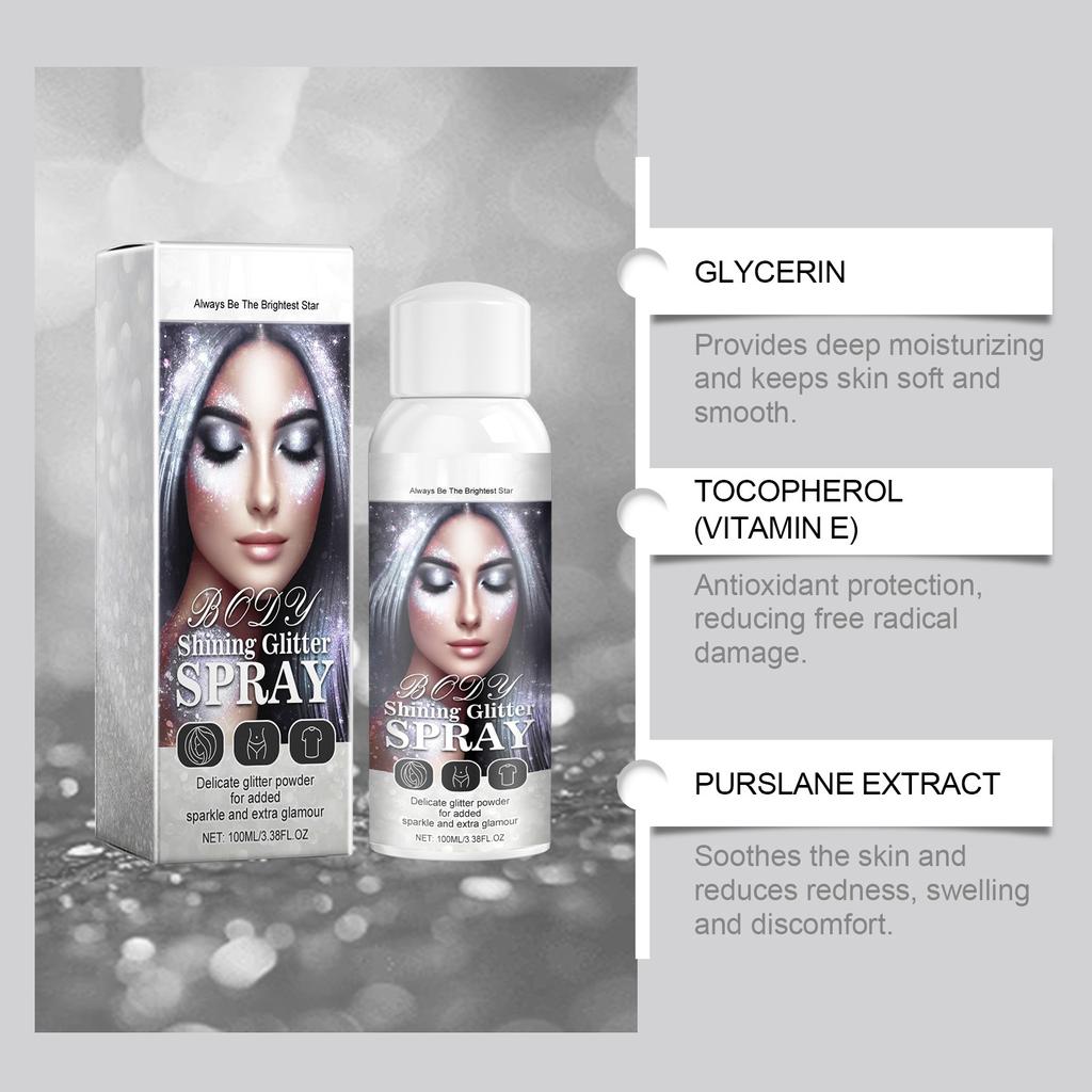 Body Flash Highlighter Spray Natural Stereoscopic Long-lasting Brightening Glitter 100ml