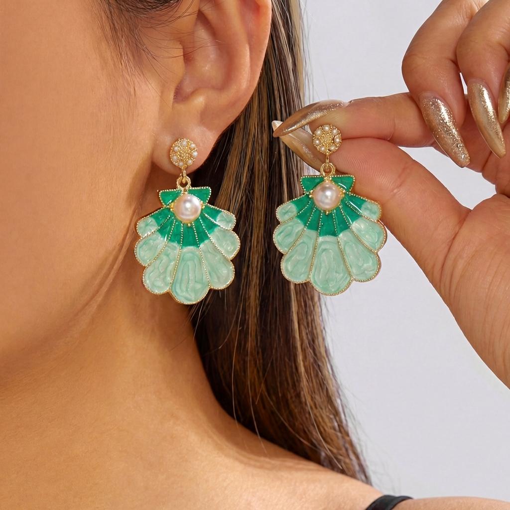 Ocean Series Enamel Starfish Earring for Women Exaggerated Colorful Rhinestone Starfish Earring Summer Holiday Charm Jewelry
