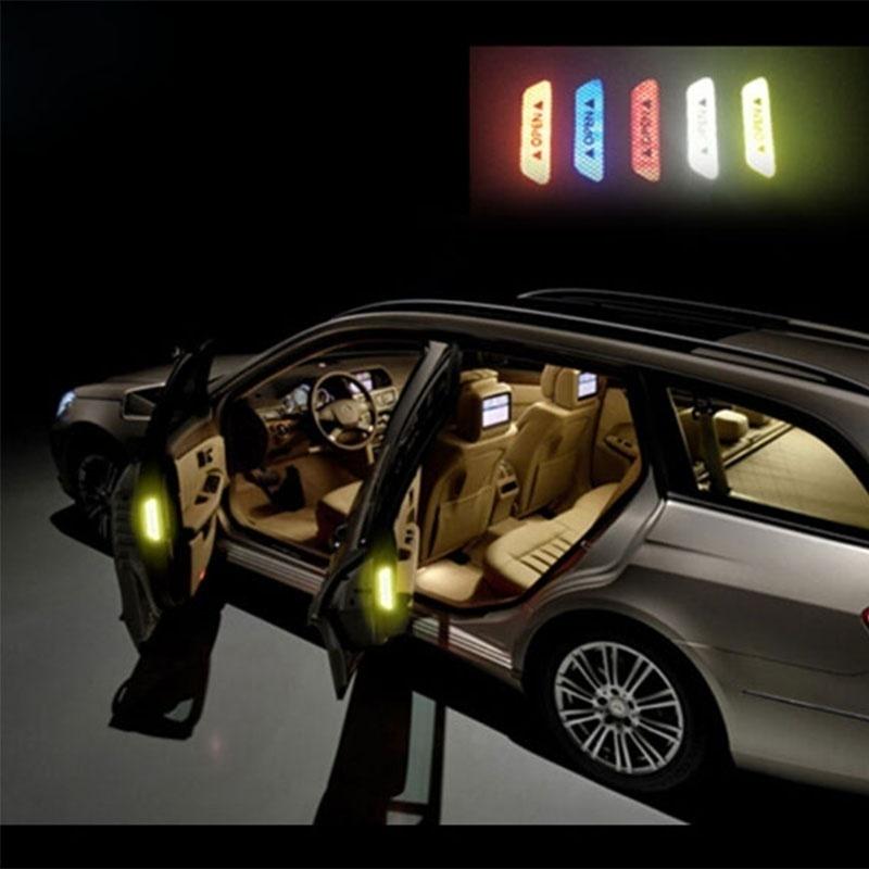 4 шт., универсальный предупреждающий знак, светоотражающая лента, наклейка на дверь автомобиля, наклейки, знак «открыть», светоотражающая полоса безопасности