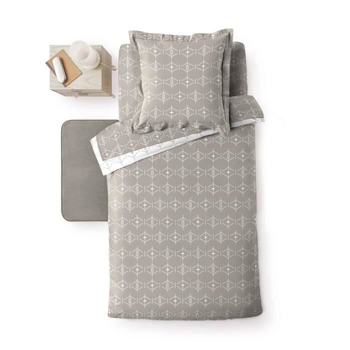 Housse de couette - Aristide - Aris geometrix - 140 x 200 cm - 100% Coton - Naturel