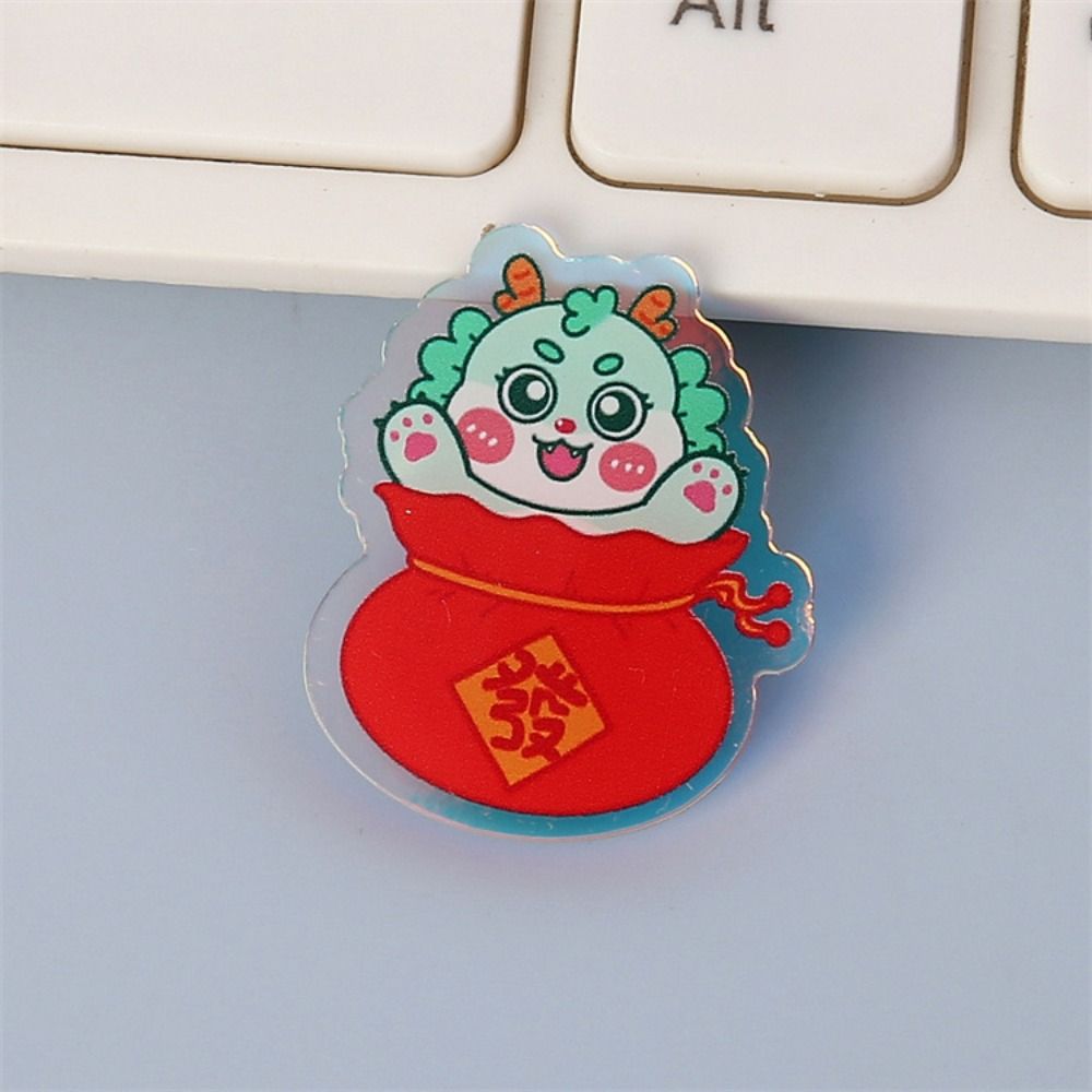 Flying Dragon Cartoon Dragon Brooch Lapel Pin Year Badge Pins Laser Acrylic Brooch  School Bag