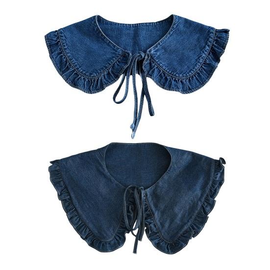 Fake Collar Solid Color Ruffle Trim Lace-up FALSE Collar Dress Shirt Collar Insert Removable