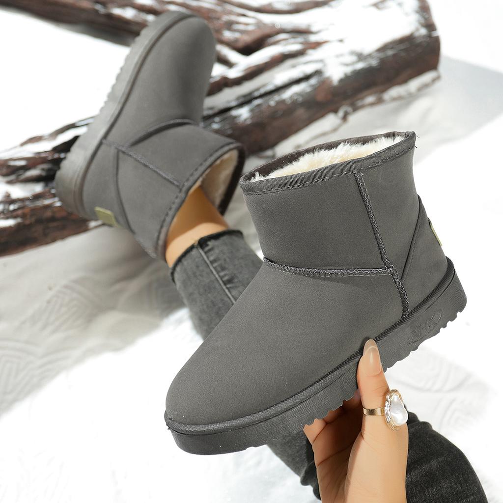 Fashion Platform Spliced Suede Snow Boots 2025 Women's Fashion Winter Round Toe Pullover Foot Plus Fleece Thickened Flat Cotton Boots