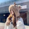 Korean Version of the New Women's Fashion Versatile Velvet Thickened Antlers Hairball Knitted Hat Student Cycling Ear Protection Wool Hat