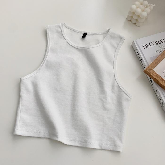 Повседневный топ на бретельках, черный укороченный топ с бретелькой на шее, женские летние майки, однотонный камзол, модный женский укороченный жилет без рукавов