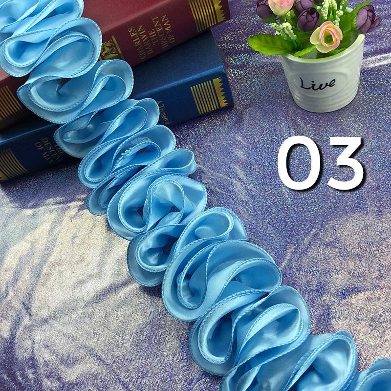 5 ярдов кружевной отделочный край шифон атлас плиссированная лента собранная ткань для поделок платье юбка подол букет украшение