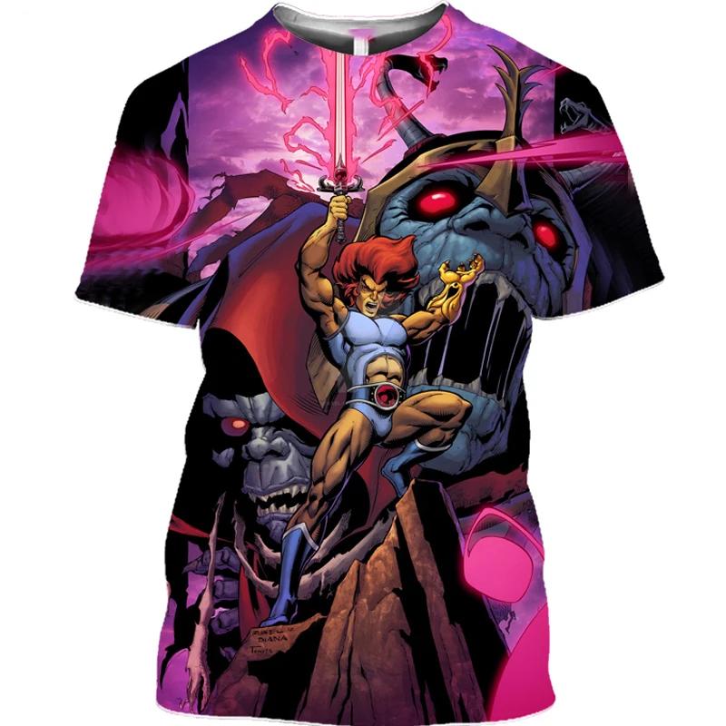 Summer Anime Thundercats 3D Printed T-shirt Kawaii Pattern Men's Fashion Short Sleeved Top Street Style Personality Trend O-neck Men's Clothing