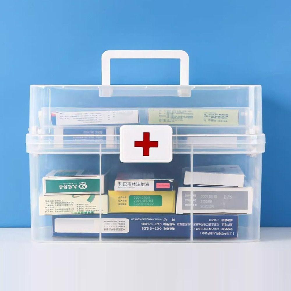 Сортировка хранения 3-слойная коробка для лекарств Пластиковый ящик для хранения лекарств Портативный медицинский шкафчик для офиса