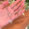 iF ME Korean Double Layered Starfish Artificial Pearl Necklace for Woman Pendant Choker Accessories Jewelry