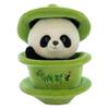 Cuddly Animal Plush Panda Figurine With Innovative Tea Cup Style 19cm Height