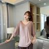 Women's Modal Loose Half-Sleeve Summer Bottoming Shirt: Lightweight, Pajama-Style, Large Size, Short Front, Long Back.