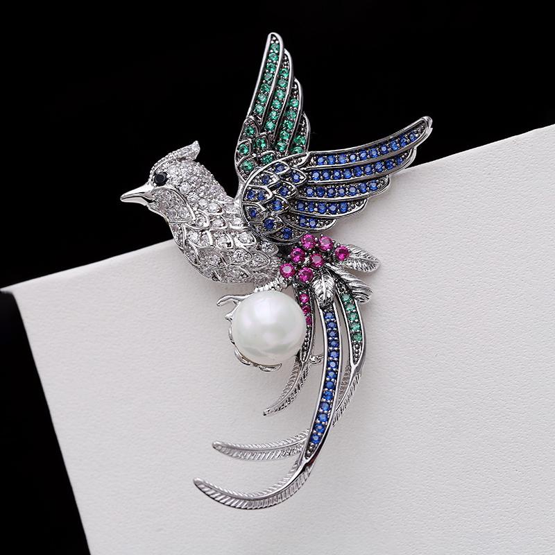 SUYU Fashion Imitation Zircon Brooch Animal National Style Retro Brooch Accessories Phoenix Bird Brooch