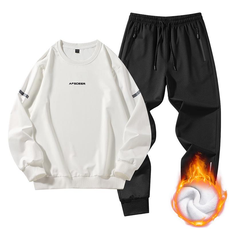 Autumn and Winter Men's Pure Cotton Casual Sports Suit Round Neck Sweatshirt Two-piece Set