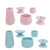 Urushi Product 5-Piece Ceramic Buddhist Altar Set (Pink, Blue) Includes Incense Burner, Flower Vase, Candle Holder, Offering Stand, and Teacup (Pink)