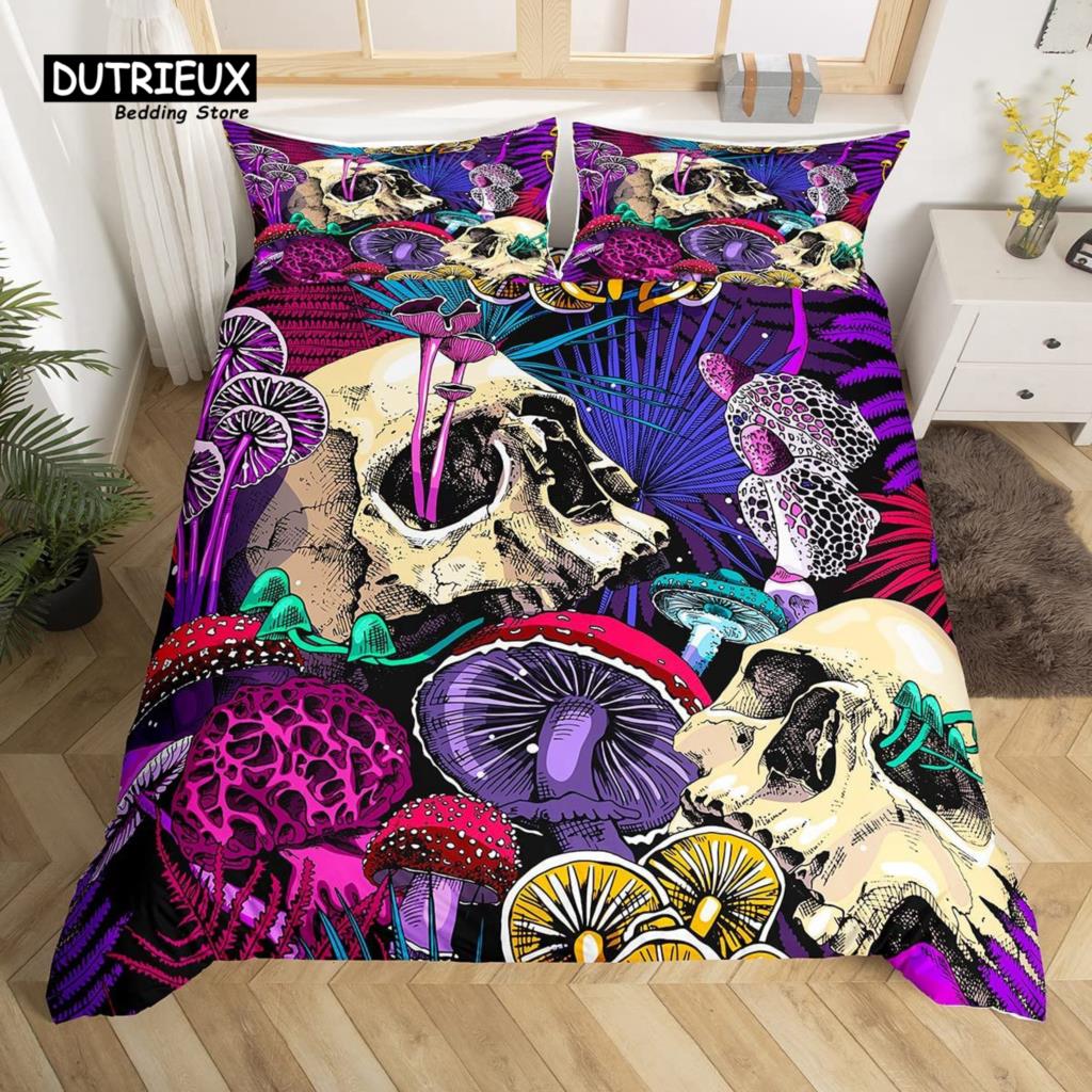 Пододеяльник с изображением моли Queen Bohemian Botanical Mushroom Комплект постельного белья Starry Sky Покрывало для одеяла в стиле бохо, сельский, пасторальный стиль