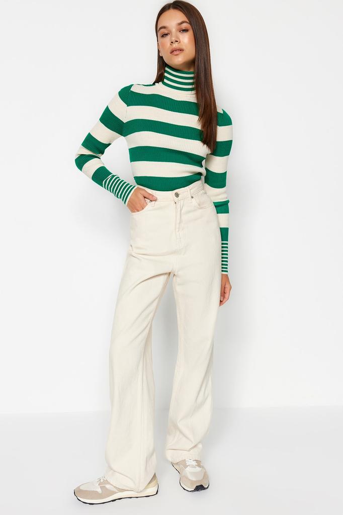 Женский модный новый свитер в полоску с трикотажным свитером