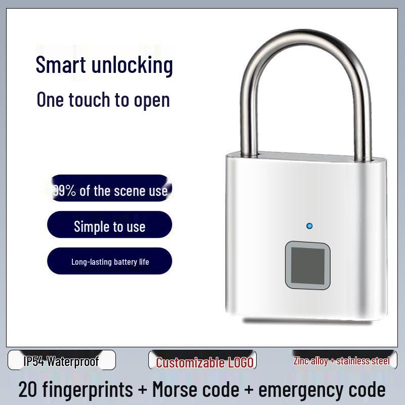 Умный водонепроницаемый навесной замок с отпечатком пальца - Уличный, устойчивый к ржавчине, противоугонный и электронный замок для входной двери и шкафа.