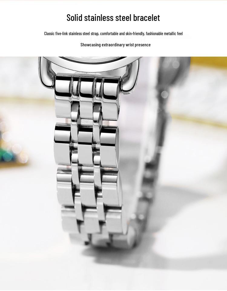 Нишевые женские роскошные водонепроницаемые кварцевые часы со стальным браслетом и камнем-талисманом