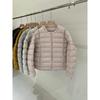 Womens Short Puffer Jacket No Collar Loose Fit 90% White Duck Down Fill Casual Streetwear Outerwear