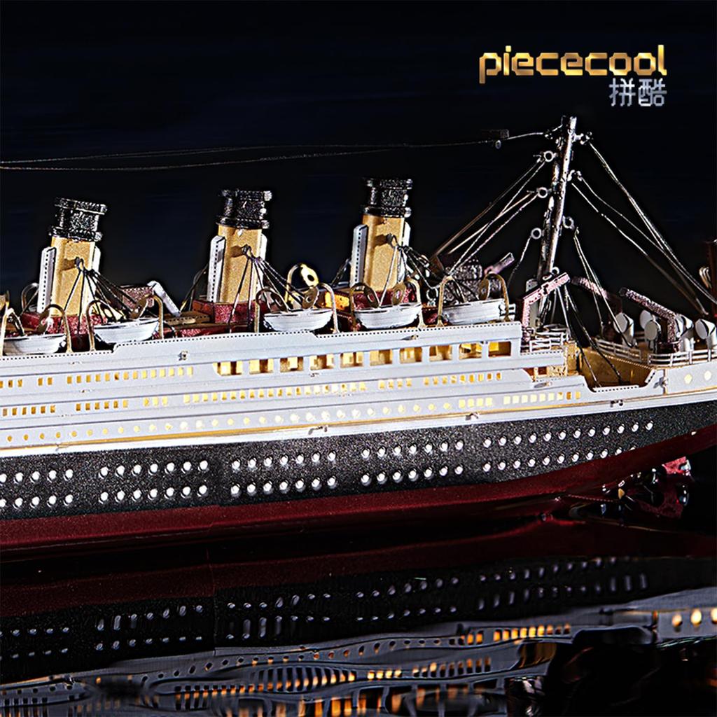 Piececool Titanic 3D Puzzle, British Luxury Cruise Ship, Metallic Nano Puzzle, 3D Metal Puzzle, Metal, Assembly Required, No Glue Required, 4-Star