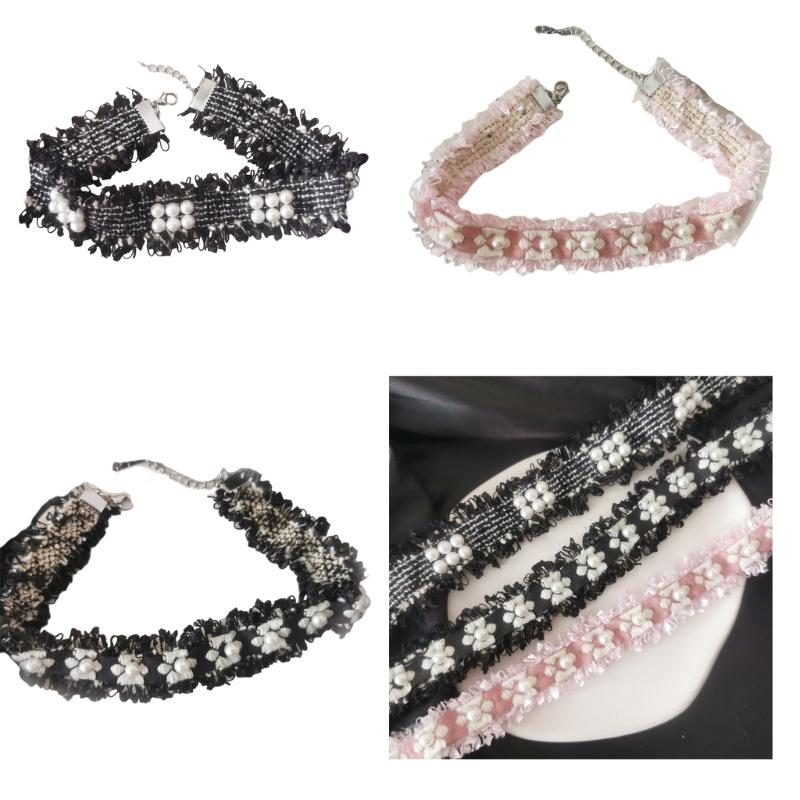 Маленькое цветочное жемчужное колье-чокер Сладкое крутое колье Цепочка на шею Темпераментный шейный ободок Ювелирные изделия Цепочка-колье на ключицу