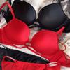 Sexy Women Underwear Set Cross Hollow Bra Fashion Rhinestones Cup Solid Color Push Up Brassiere Deep V Lingerie 2 Pieces Set