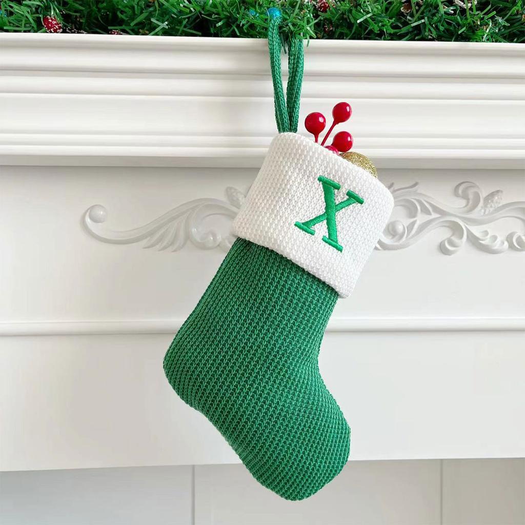 Рождественские чулки, маленькие вышитые буквы, вязаные рождественские подвесные чулки, украшения, декор для рождественской вечеринки