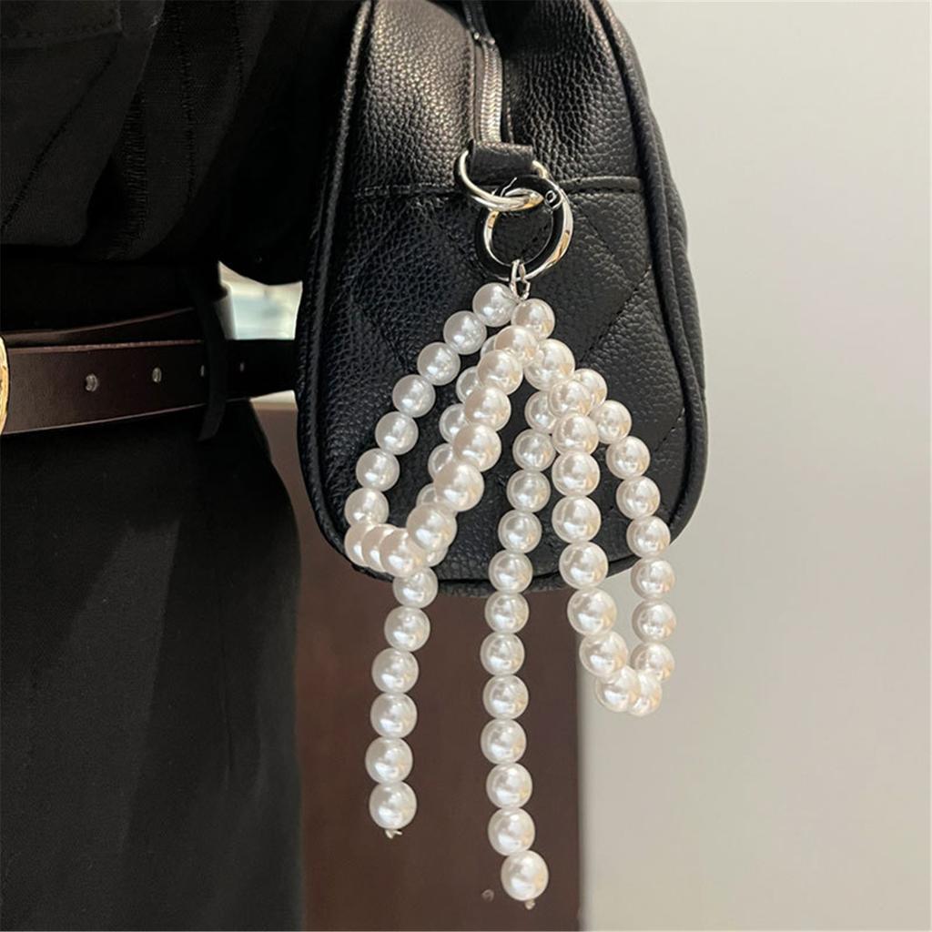 Stylish Bowknot Pendant with Fringe Fashionable Beaded Bowknot Phone Hangings Accessory for Women's Phones and Keychains