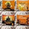 Home bedside room decoration Halloween tapestry, witch skull ghost print hanging cloth, background wall covering