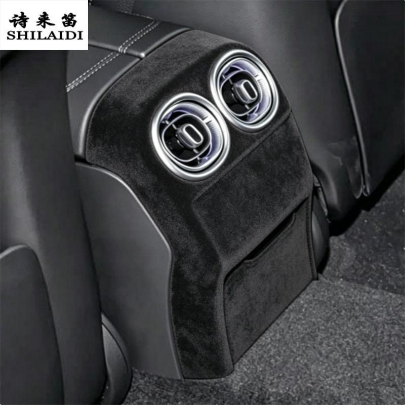 Suede For Mercedes Benz C Class W204 W205 W206 2007-2026 Car Rear Air Vent outlet Anti-Kick Cover Stowing Tidying Armrest Trim
