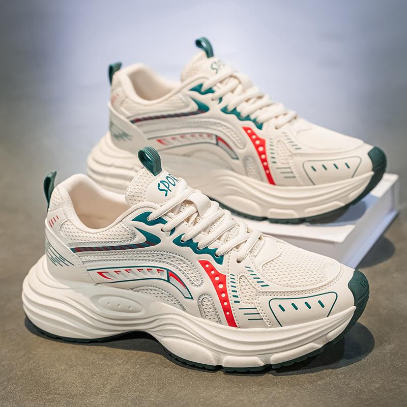 Обувь мужская модная обувь весенняя дышащая сетчатая беговая спортивная обувь подростковая универсальная модная брендовая жареная уличная обувь для папы толстая подошва