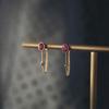 New Original Oval Ruby Design Sense Chain Earrings Unique Craftsmanship Retro Elegance Light Luxury Charm Women's  Jewelry