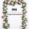 2Pcs 2.2M White Artificial Rose Flowers Hanging Vine Plants Leaves Artificials Garland Flower Wedding Party Christmas Decoration
