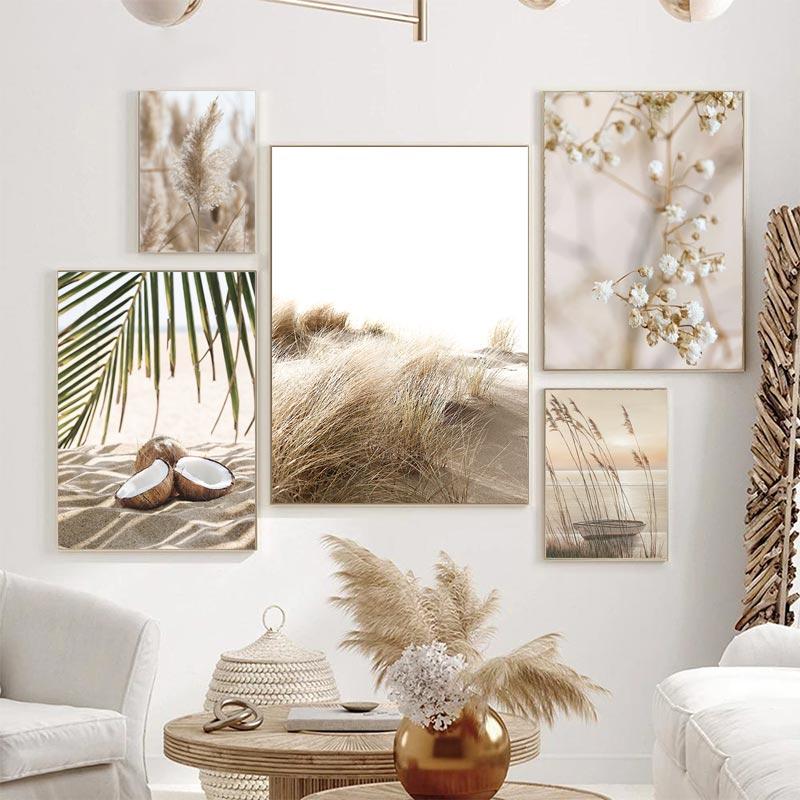 Coconut Lake Canvas Posters Landscape Art Painting Countryside Scenery Beige Wall Art Prints Nordic Pictures Living Room Decor