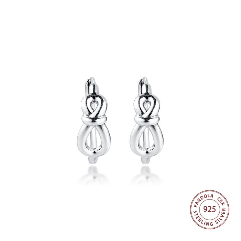 Аутентичные серьги-кольца из стерлингового серебра 925 пробы с бесконечным узлом для женщин и девочек, свадебные ювелирные украшения