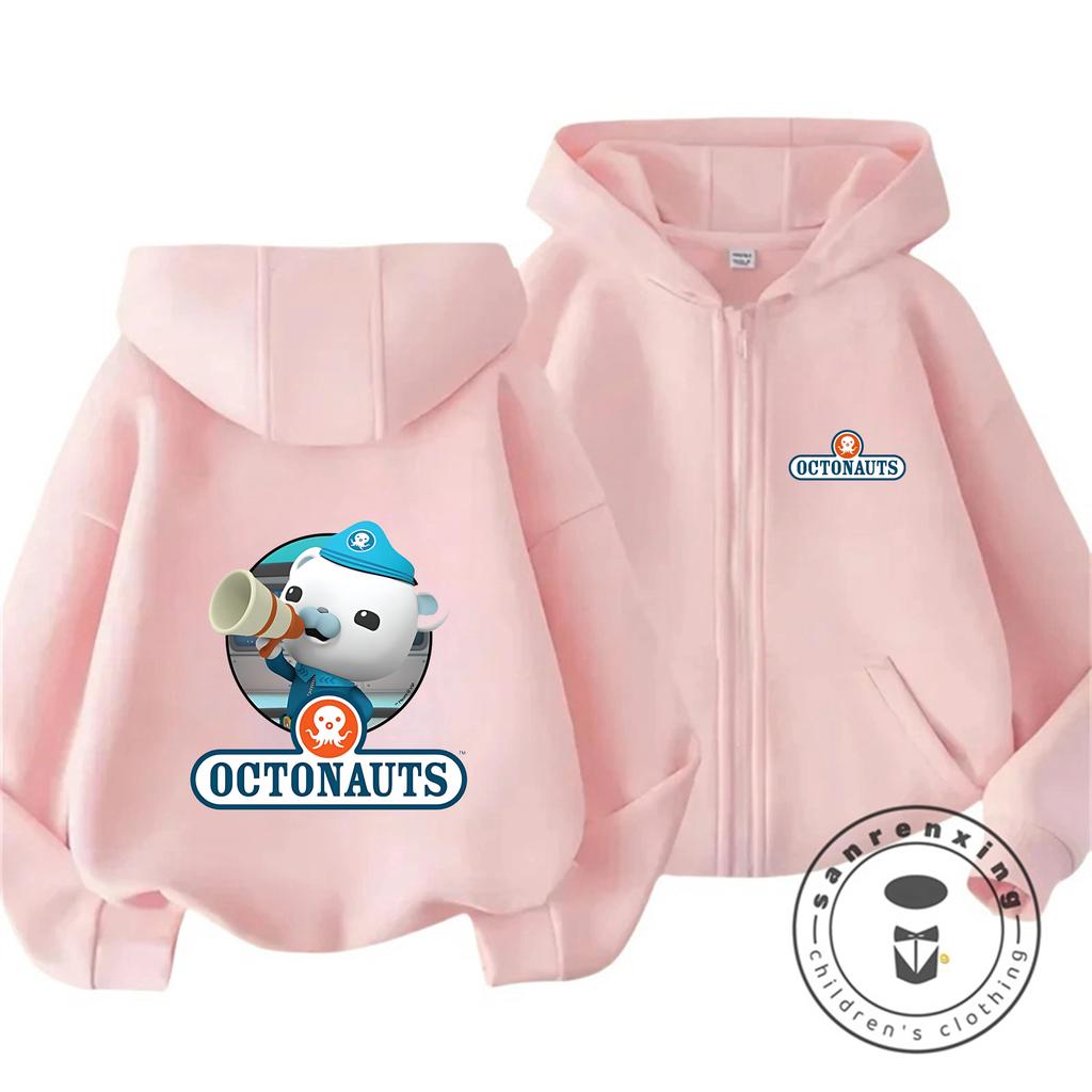 2026 Kawaii Octonauts Full Zip Hoodie Children 3-14 Years Captain Barnacle Print Hooded Jacket Outdoor Warm