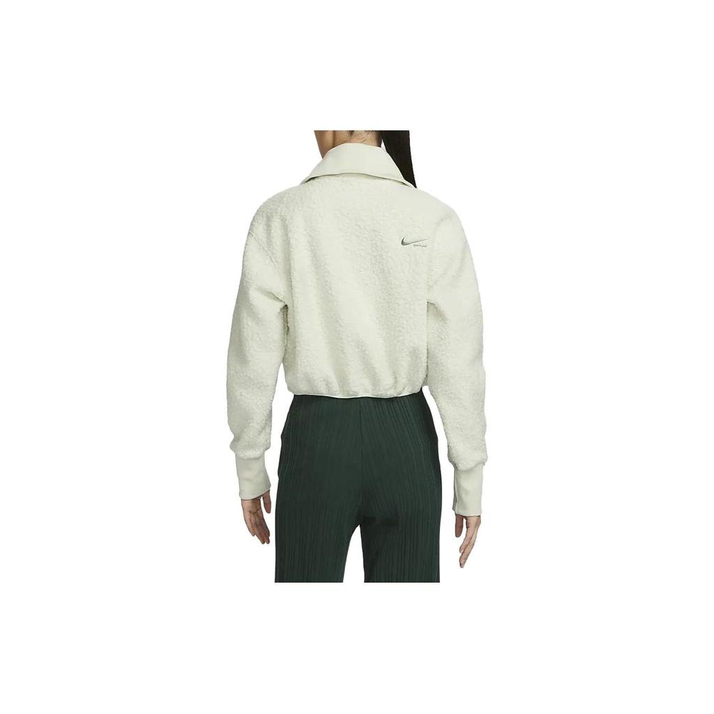 Nike Спортивная одежда, однотонная короткая повседневная толстовка с воротником на молнии и длинными рукавами, женские топы, светло-зеленые FB8786-020