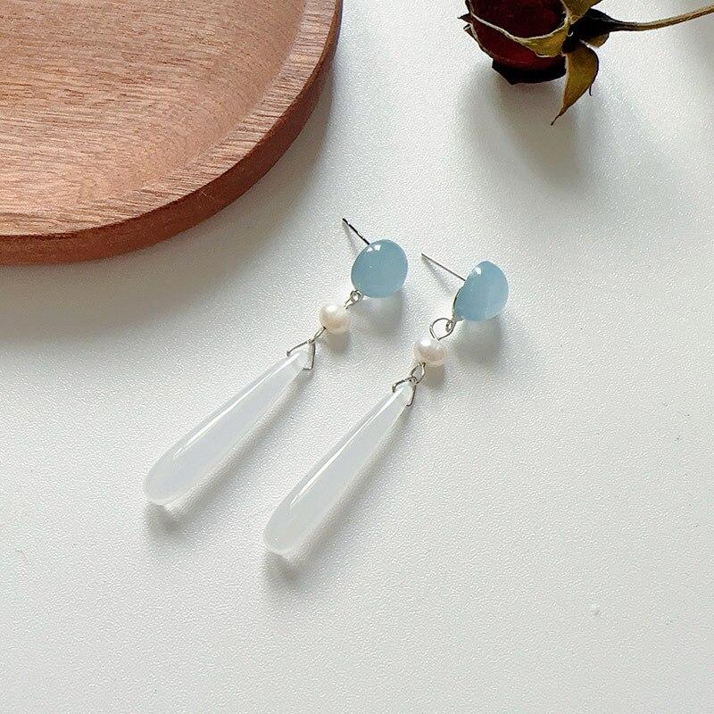 Pinkdudu Simple Light Color Style Opal Resin Drop Earrings Retro Creative Temperament Earring Clips for Women Jewelry PD1557