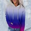 Женская модная повседневная толстовка с капюшоном и градиентным принтом с длинным рукавом