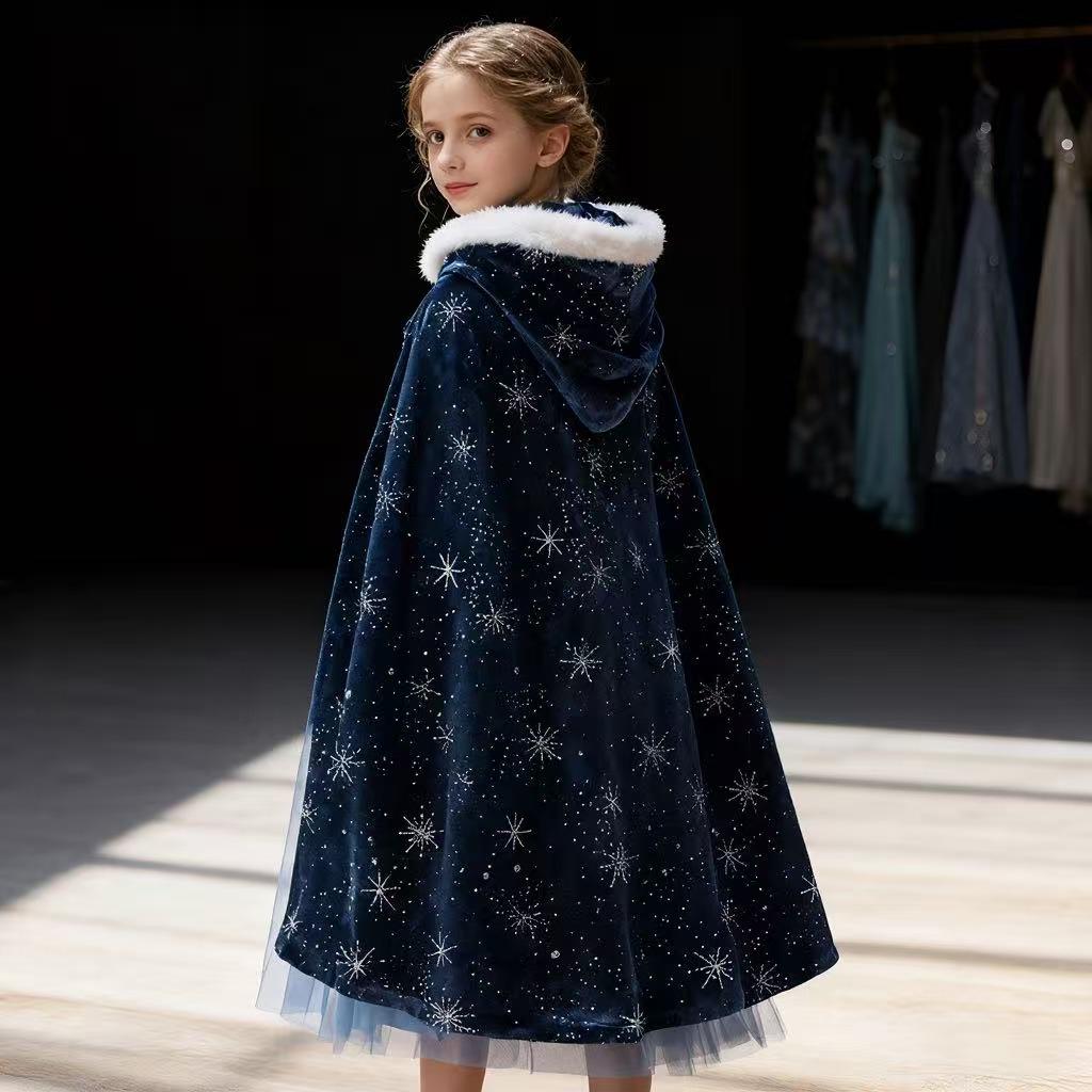 Платье Замороженной Принцессы с флисовой подкладкой для девочек - Зима, Хэллоуин и Рождество