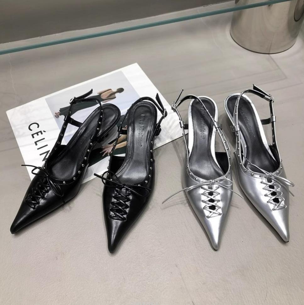 Pointed Toe Pumps Sandals Ladies High Heels Shoes Female Summer Shallow Fashion Lace Up New In Elegant Woman Heeled Shoes 2026
