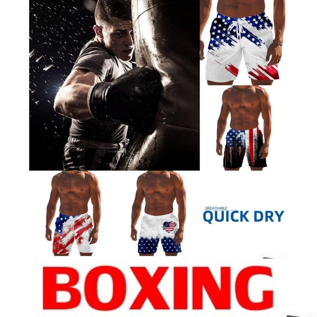 USA America Flag Boxing Muay Thai Kickboxing Shorts 3D Print Fighting Training Unisex Men Women Quick Dry Fitness Gym Sport Workout Casual Streetwear