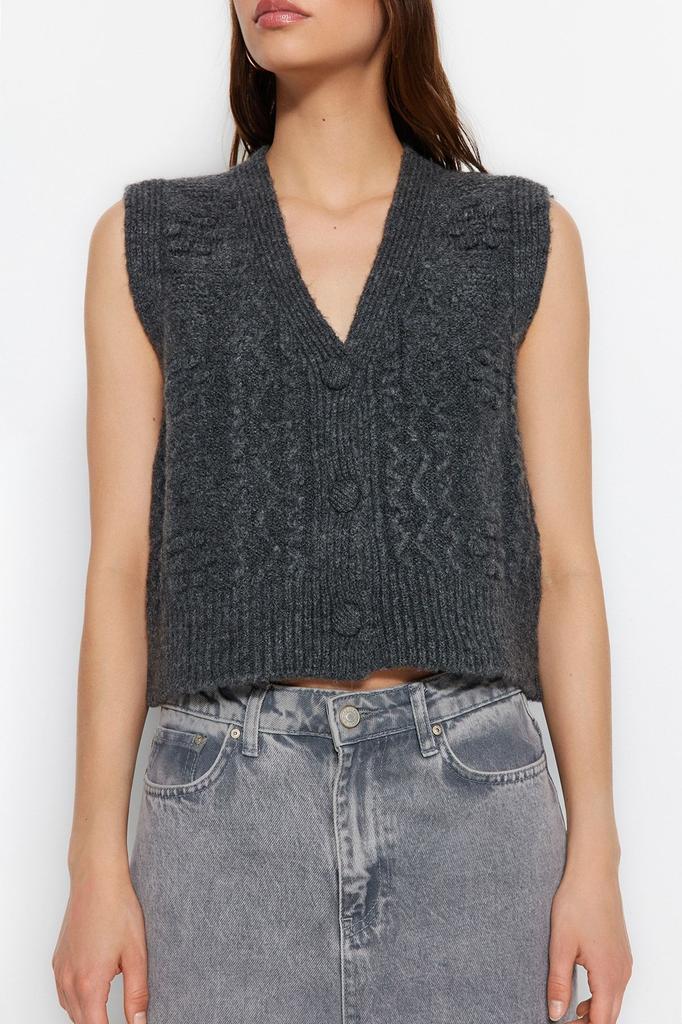 Women's Elegance Style Sweater Stone Soft Textured Knitwear Vest