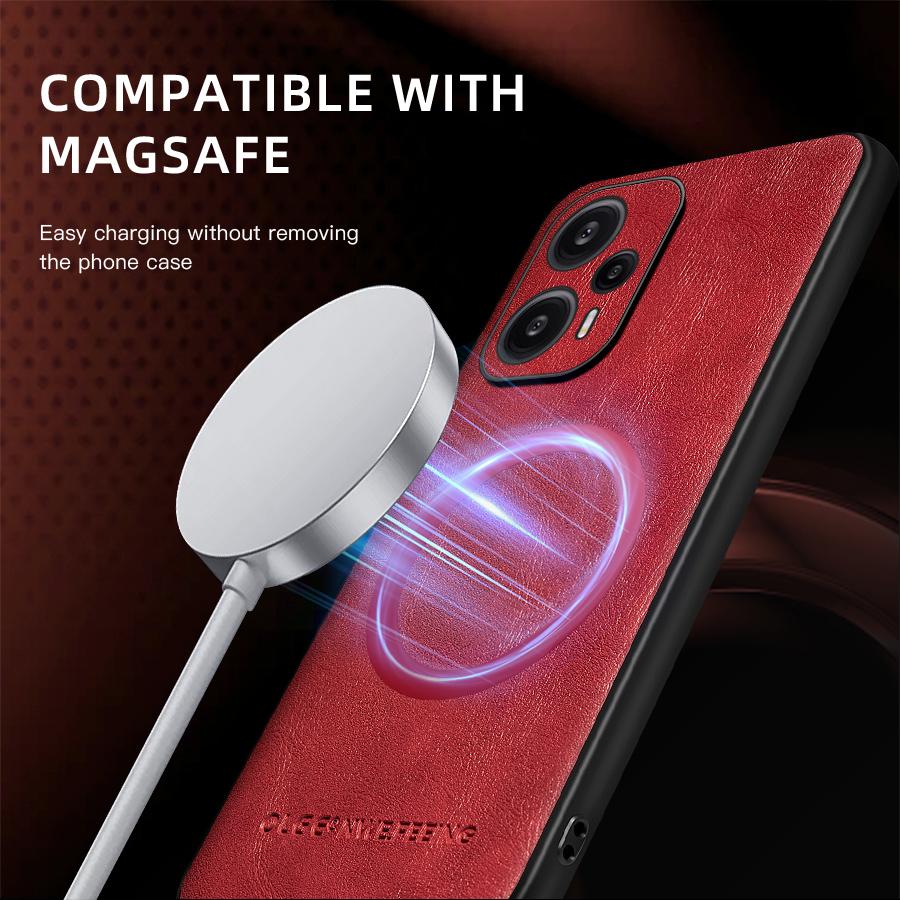 Для POCO F5 F5 Pro Чехол из ПУ кожи с магнитным кольцом, мягкими краями, защитой от падений и отпечатков пальцев