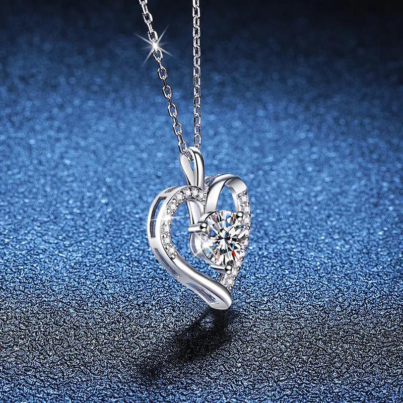 Heart Necklace 100% 925 Sterling SilverColor  Pendant Necklace For Women Sparkling Wedding Party Fine Jewelry 2025