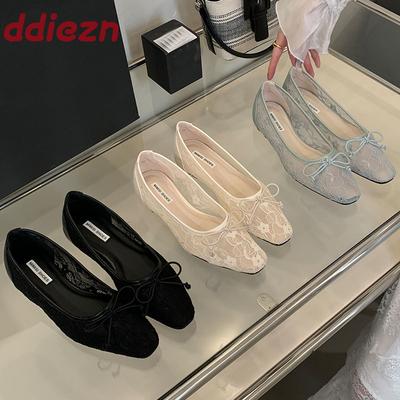 Модная женская обувь слипоны, неглубокие женские балетки, дышащая модная обувь с бантом-бабочкой, женские балетки, новинка лета-весны